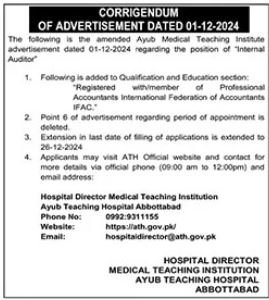 Medical Teaching Institution MTI Accounting Posts Abbottabad 2024